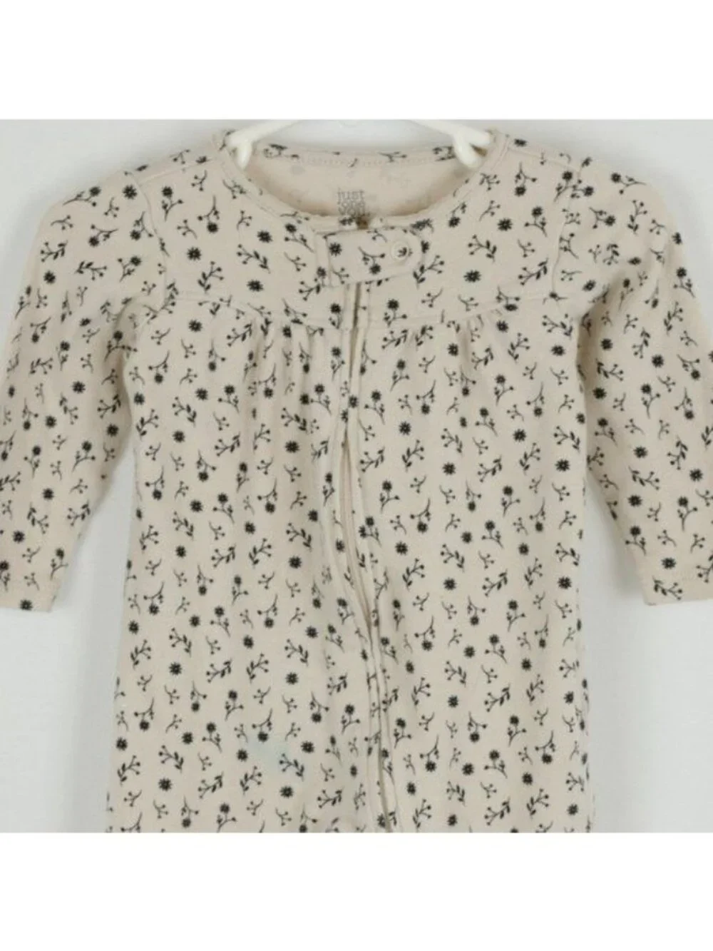 Carter's Infant Size 9 Months Tan Black Cotton Floral Dual Zip Footie Pajamas